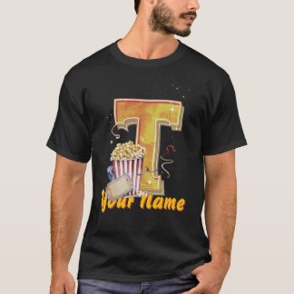 Personalised initial T popcorn tickets cinematic  T-Shirt
