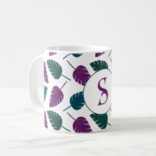 Personalised Initial Tropical Banana Palm Leaf Coffee Mug