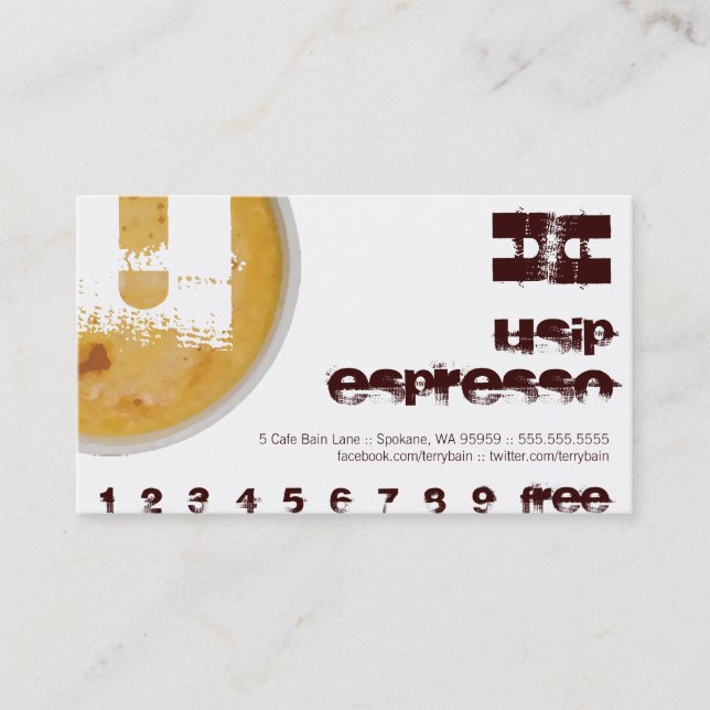 Personalised Initial U Coffee Loyalty Card (Front)