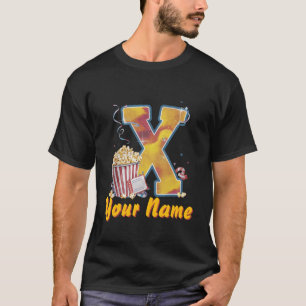 Personalised initial X popcorn tickets cinematic T-Shirt