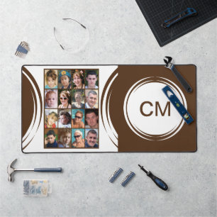 Personalised initials 16 photo brown desk mat