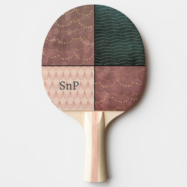 Personalised Initials 3-Pattern Design Ping Pong Paddle (Front)