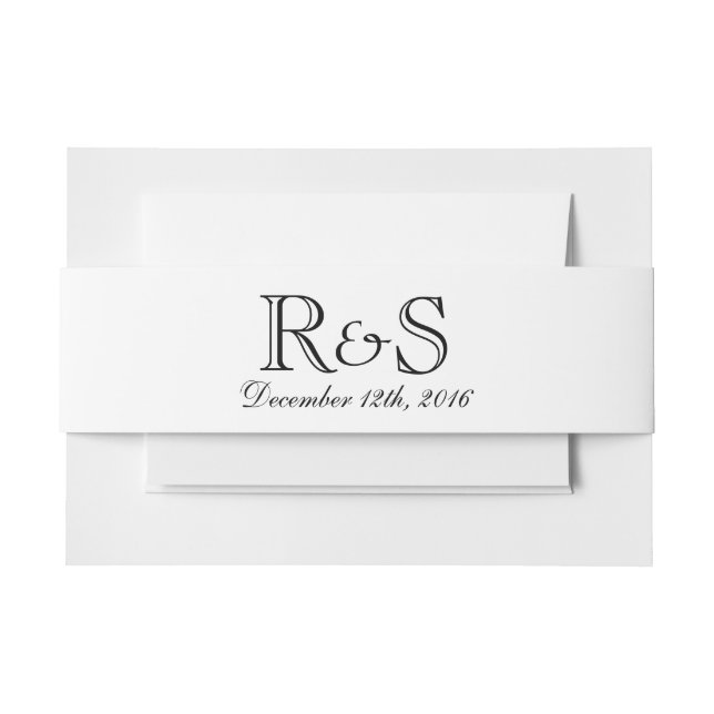 Personalised Initials and Date Blue Belly Band Invitation Belly Band (Front Example)