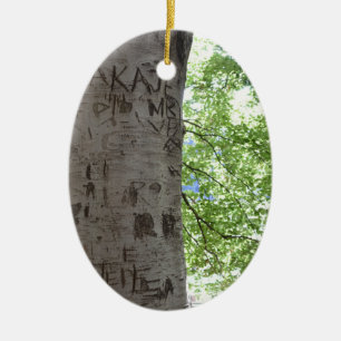 Personalised Initials Carved in a Tree Park Ceramic Ornament