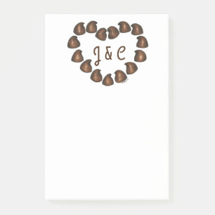 Personalised Initials Chocolate Drop Heart Candy Post-it Notes