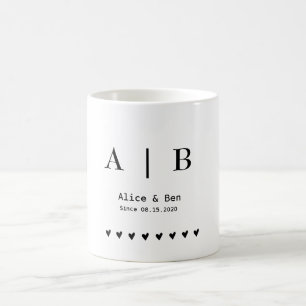Personalised Initials & Date Mug - Custom Couples 