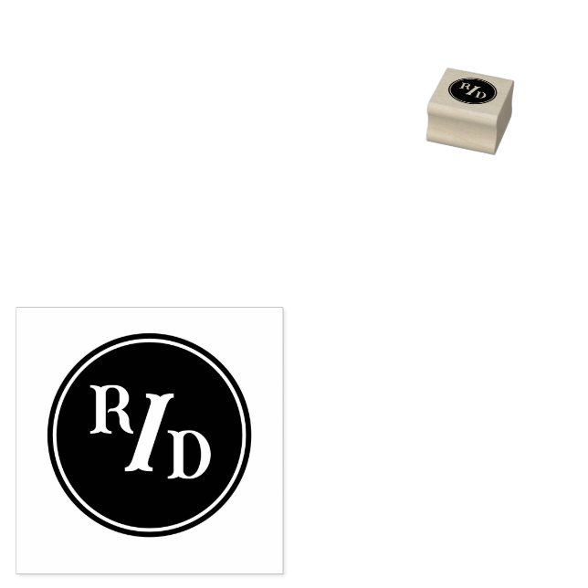 Personalised initials in circle rubber stamp (Stamped)