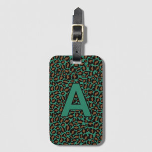 Personalised initials Leopard animal print Luggage Tag