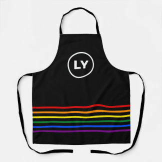 Personalised Initials LGBTQ Rainbow | Black Apron