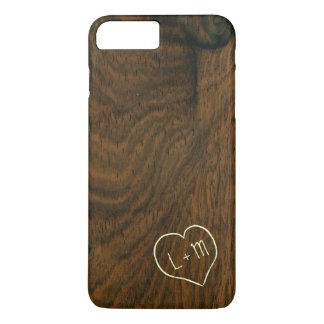 Personalised initials mahogany wood grain texture iPhone 8 plus/7 plus case