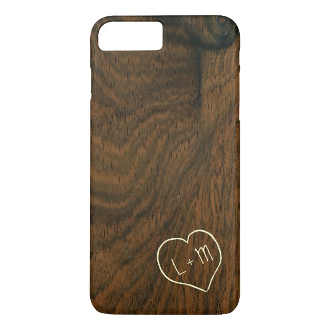 Personalised initials mahogany wood grain texture Case-Mate iPhone case (Back)