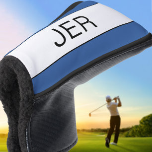 Personalised Initials Monogram Blue Black Putter Golf Head Cover