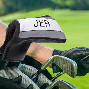 Personalised Initials Monogram Grey Black Putter Golf Head Cover