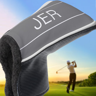 Personalised Initials Monogrammed Grey Putter Golf Head Cover