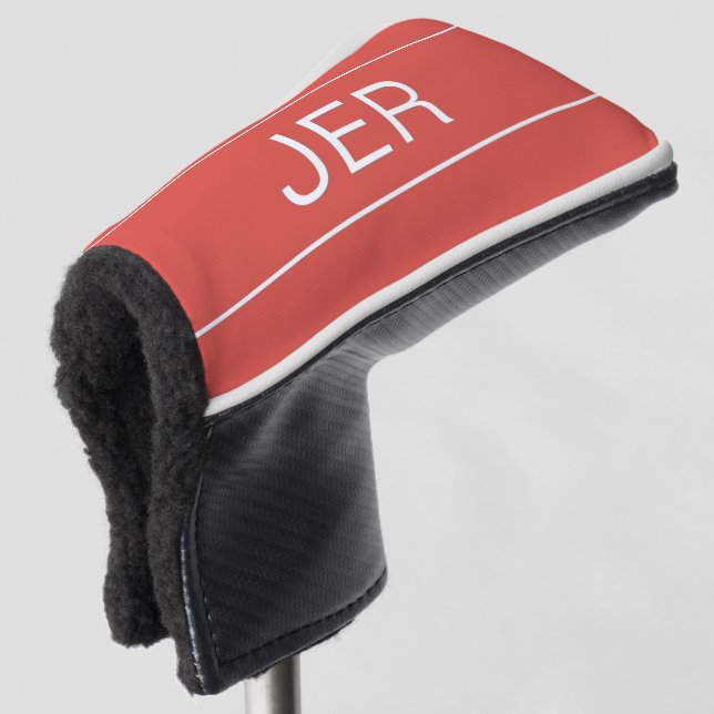 Personalised Initials Monogrammed Red Protective Golf Head Cover (3/4 Front)