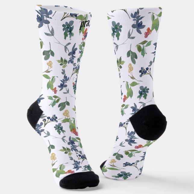 Personalised Initials Multicolor Red Purple Green  Socks (Angled)