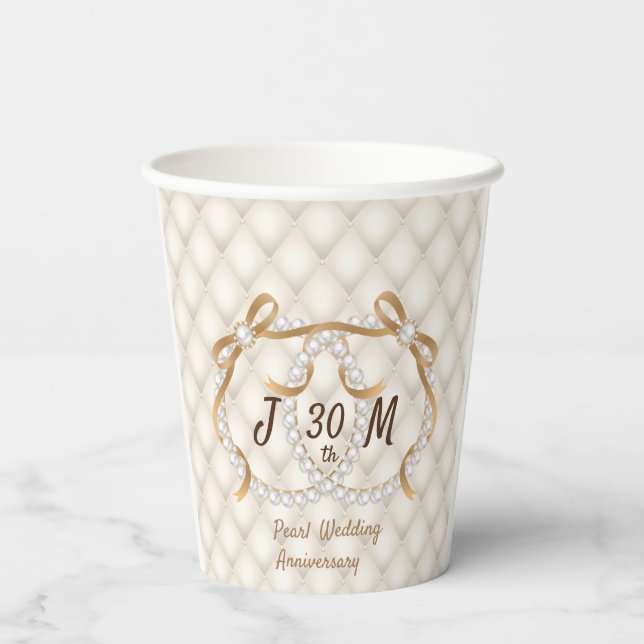 Personalised Initials Pearl Ribbon Paper Cup (Back)