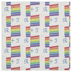 Personalised Initials Rainbow Wedding Cake Pride Fabric