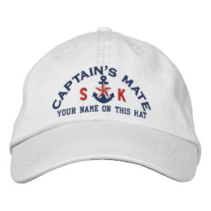 Personalised Initials Text Captain's Mate Star Embroidered Hat