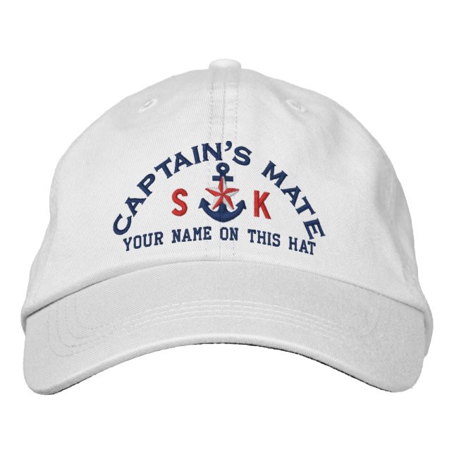 Personalised Initials Text Captain's Mate Star Embroidered Hat (Front)
