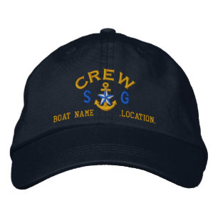 Personalised Initials Text Crew Star Anchor Embroidered Hat