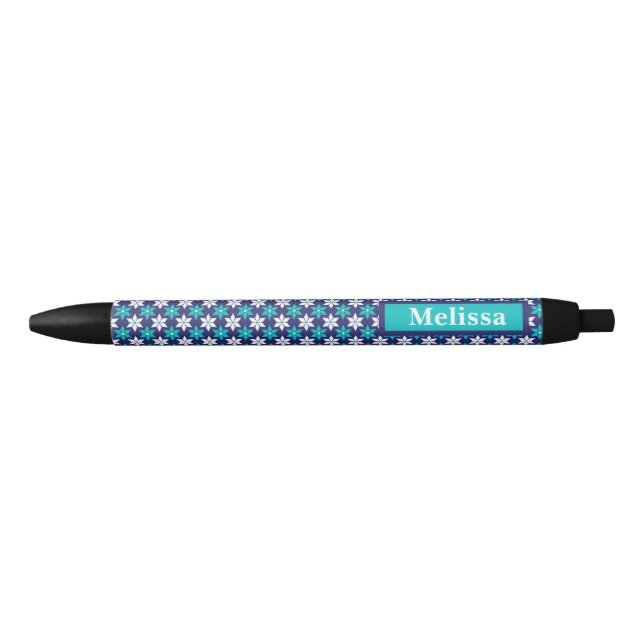 Personalised Ink pen, Geometric design Black Ink Pen (Front)