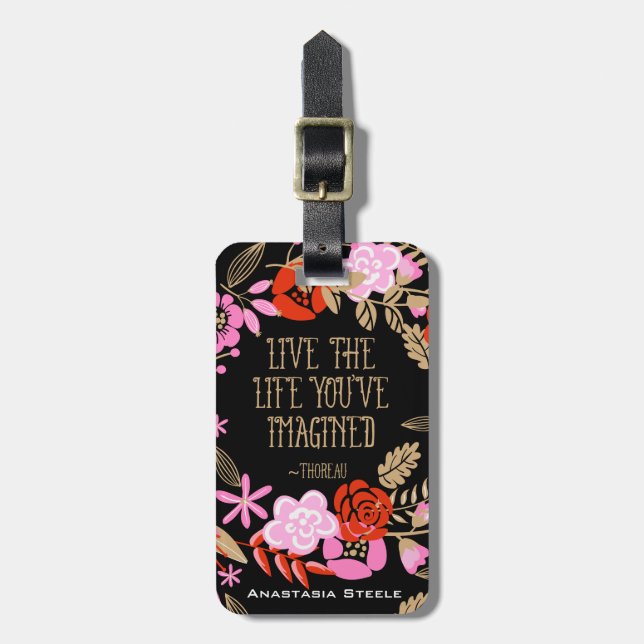 Personalised Inspiration Live Life Imagined Quote Luggage Tag (Front Vertical)