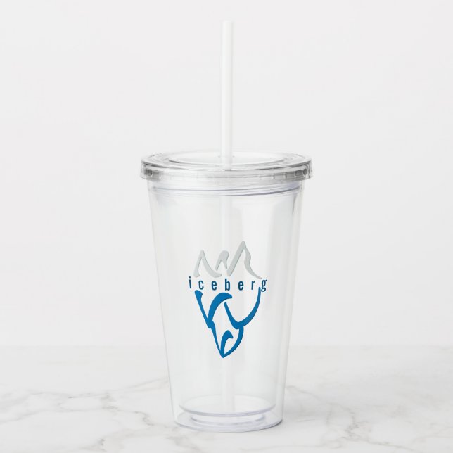 Personalised Inspirational Blue Abstract Iceberg Acrylic Tumbler (Front)
