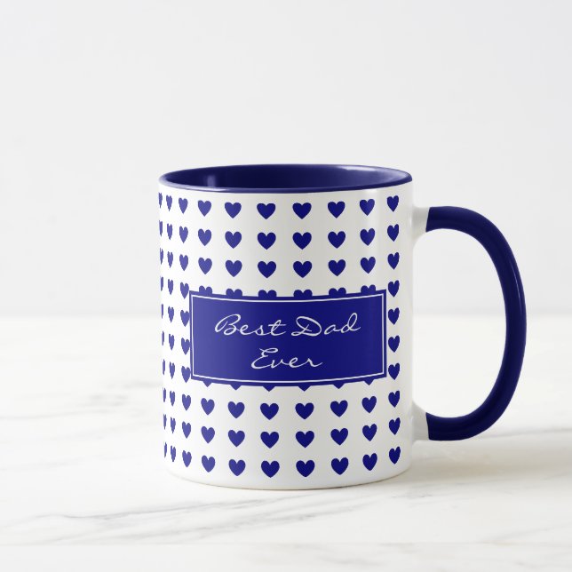 Personalised Inspirational Blue Hearts Pattern Mug (Right)