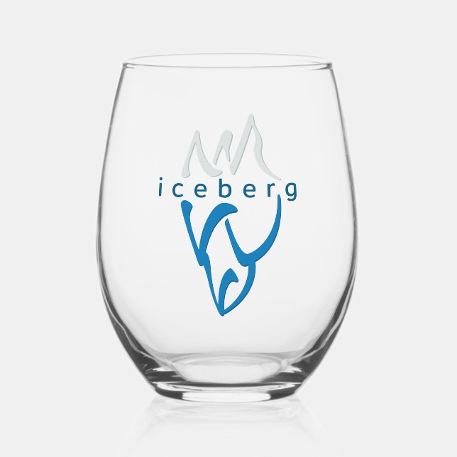 Personalised Inspirational Blue Iceberg Art Stemless Wine Glass (Front)