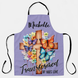 Personalised Inspirational Butterfly/Floral Cross Apron