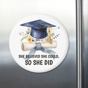 Personalised Inspirational Quote Floral Graduation Magnet