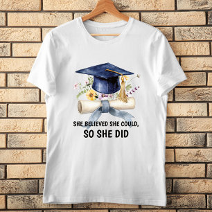 Personalised Inspirational Quote Floral Graduation T-Shirt