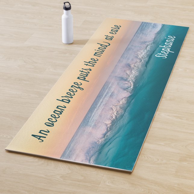 Personalised Inspirational Quote Ocean Wave  Yoga Mat (In Situ)