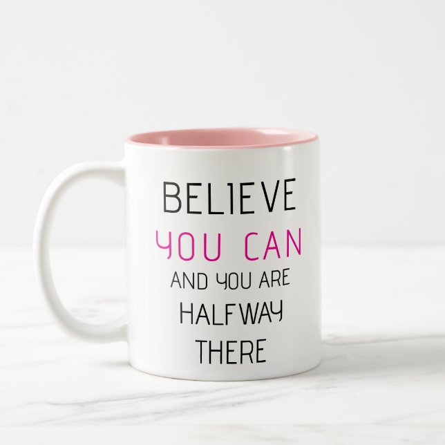 Personalised Inspirational Quote Two-Tone Coffee Mug (Left)