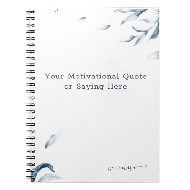 Personalised Inspirational Quote Watercolor Name N Notebook (Front)