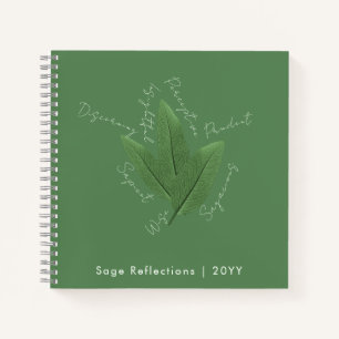 Personalised Inspirational Sage Green Leaves Art Notebook