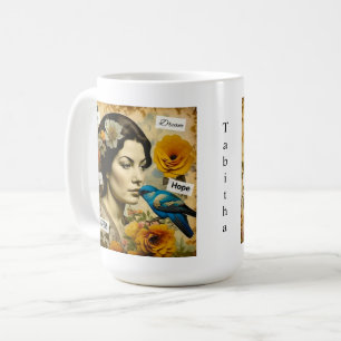 Personalised Inspirational Words and  Vintage Lady Coffee Mug