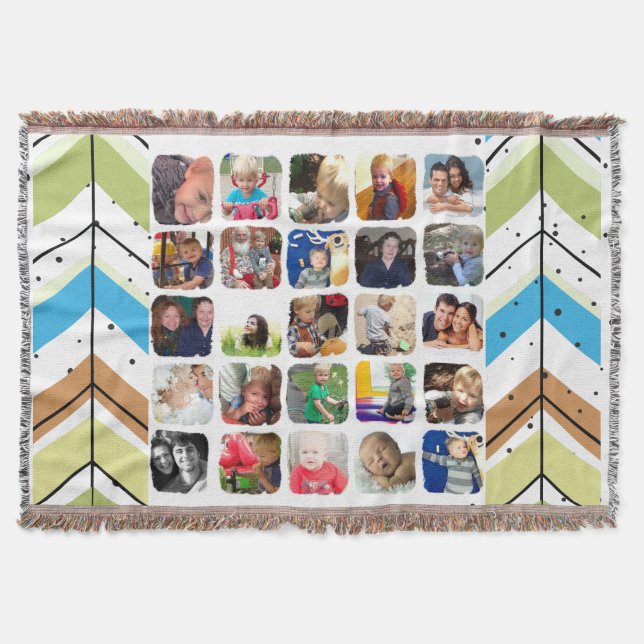 Personalised Instagram Photo Collage Throw Blanket (Front)
