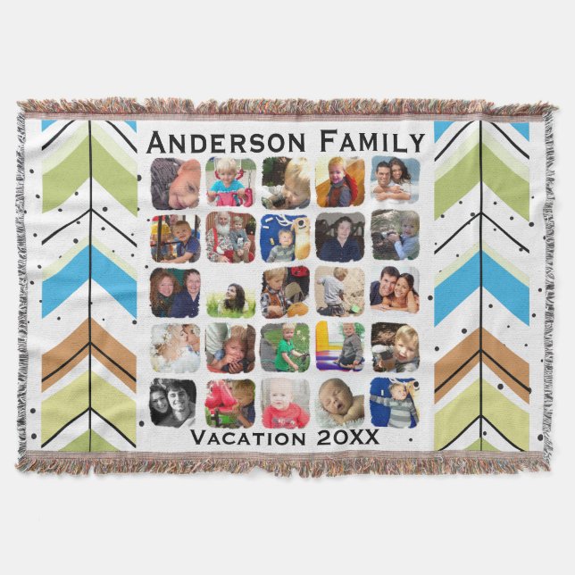 Personalised Instagram Photo Collage Throw Blanket (Front)