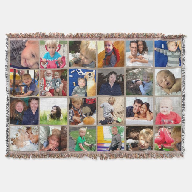 Personalised Instagram Photo Collage Throw Blanket (Front)