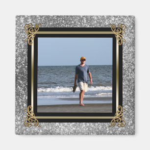 Personalised Instagram Photo Gold Silver Glitter Magnet