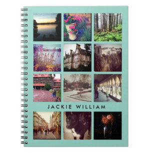 Personalised Instagram Photo Mint Blue Notebook