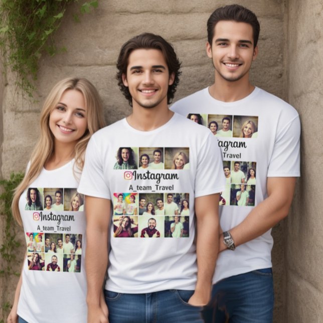Personalised Instagram profile T-Shirt (Instagram logo and photo collage grid to increase your followers and likes. )