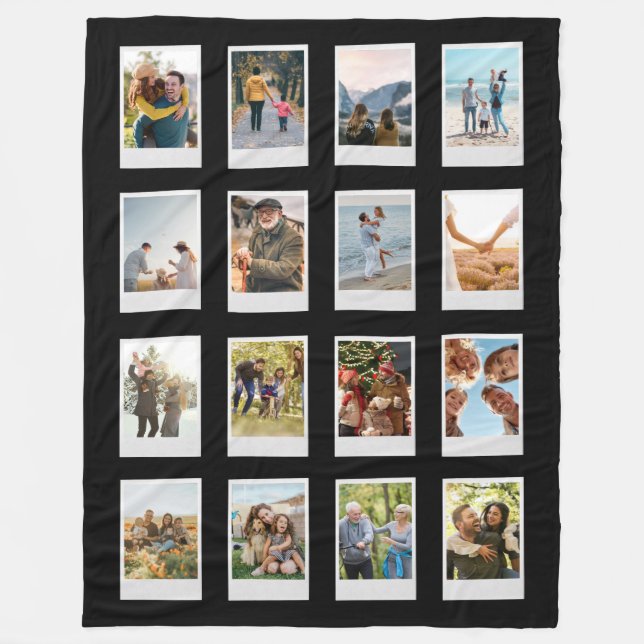 Personalised Instant Film 16 Photo Collage Fleece Blanket (Front)