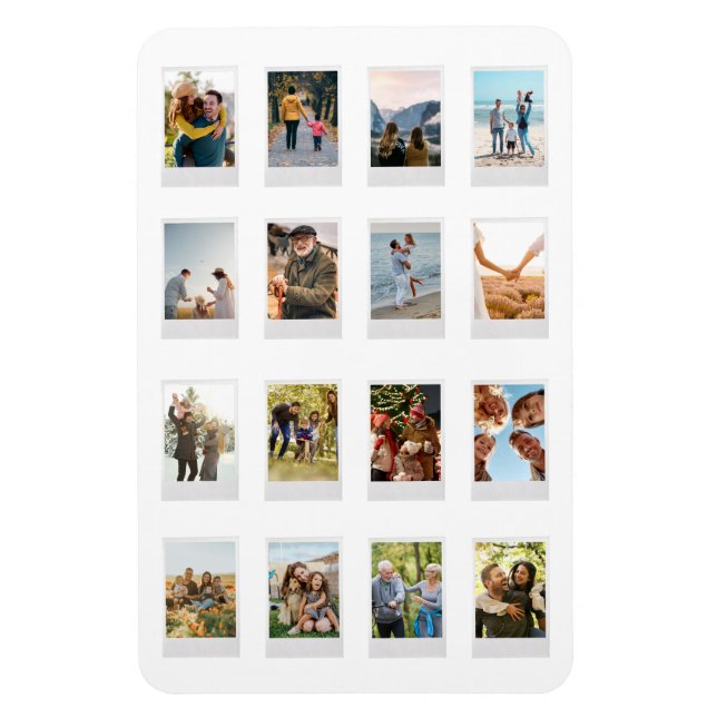 Personalised Instant Film 16 Photo Collage Magnet (Vertical)
