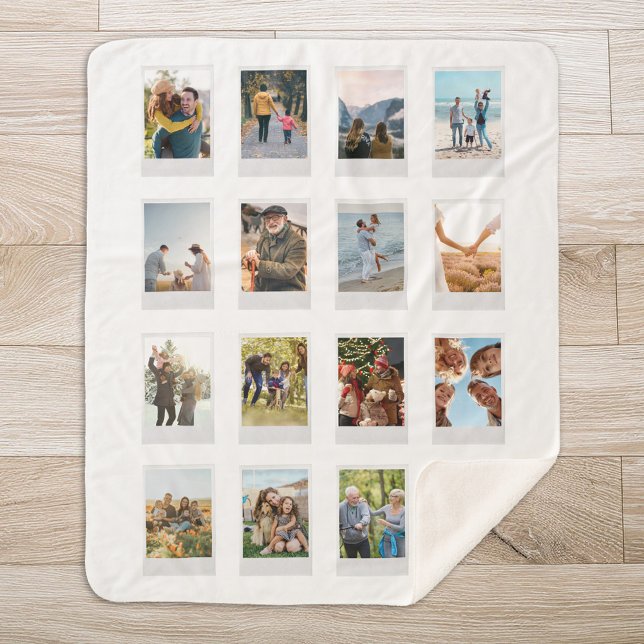 Personalised Instant Film 16 Photo Collage Sherpa Blanket (Creator Uploaded)