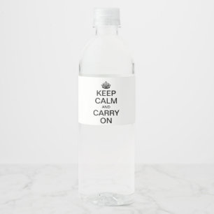 Personalised internet meme KEEP CALM and CARRY ON Water Bottle Label