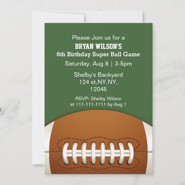 Personalised Invites Sports Party football theme (Front)