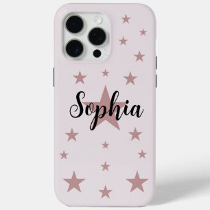 Personalised iPhone 15 Pro Max Case – Pink Stars